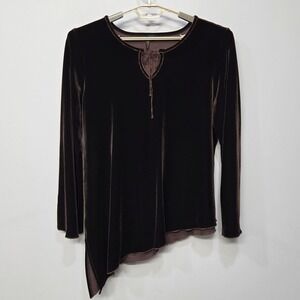 Olivia‎ Paige Velvet Tunic Top 2X Brown Asymmetrical Whimsigoth Fairy Grunge